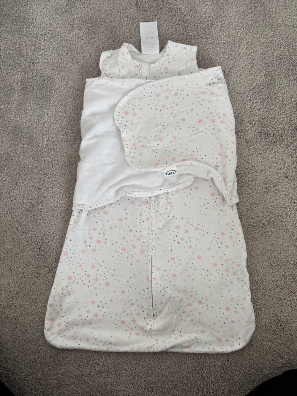 Small. 3-6mo. HALO 100% Cotton Sleepsack Swaddle